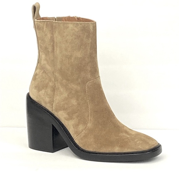NEW TORY BURCH SIERRA HEELED ANKLE BOOT TAN SUEDE - Picture 1 of 6